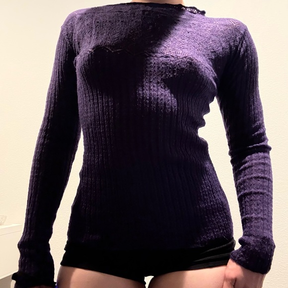 Prada Deep Purple Textured Knit Top - Picture 3 of 9